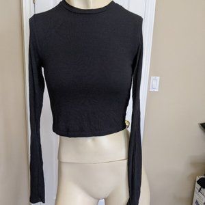 Joah Brown - black ribbed crop long sleeve shirt